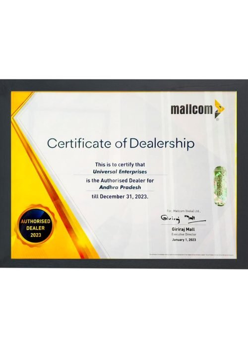 Mallcom Dealership Certificate